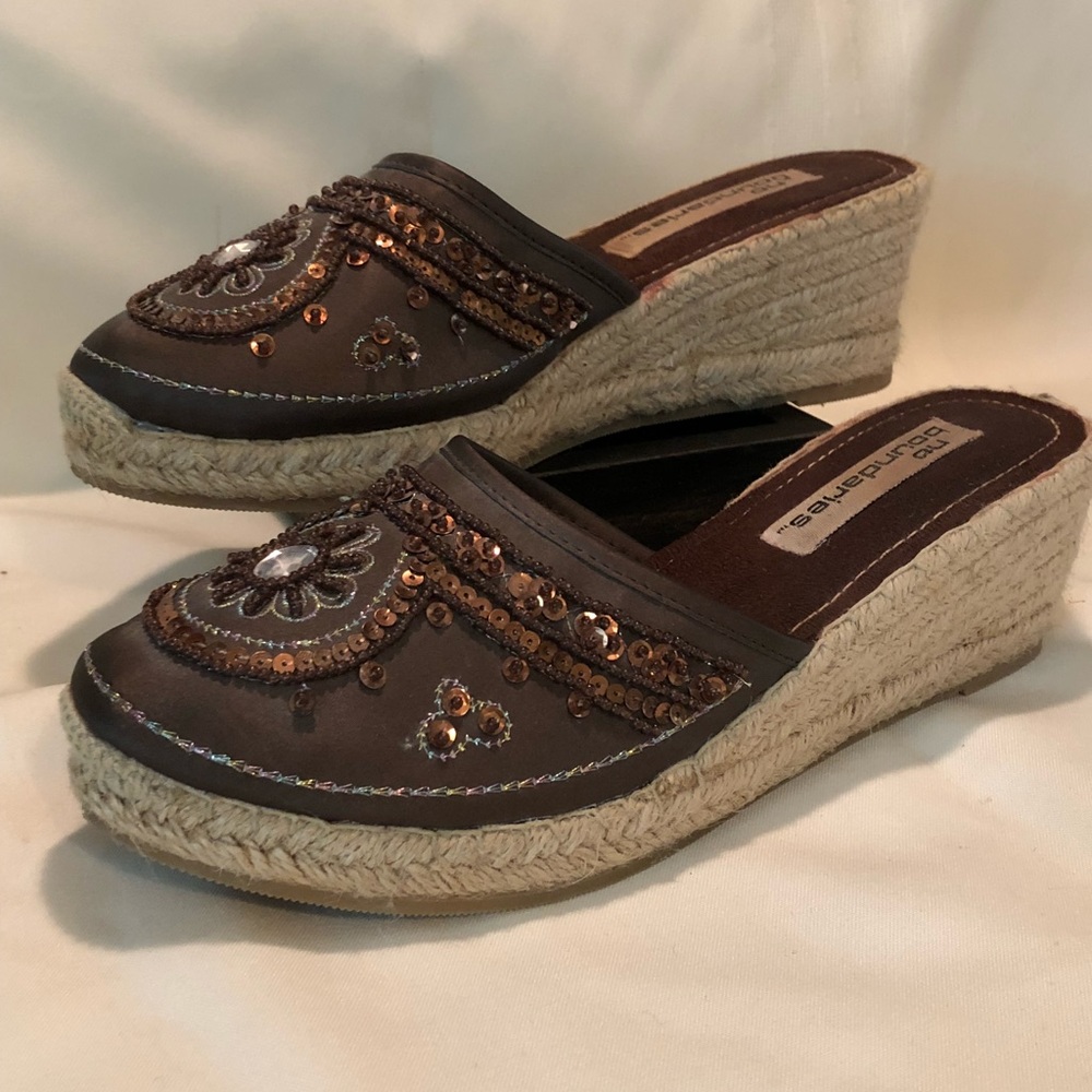 No Boundaries Brown Beaded Wedges